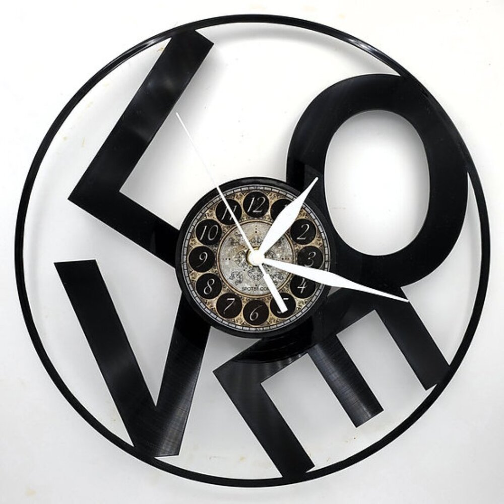 LOVE vinyl record clock
